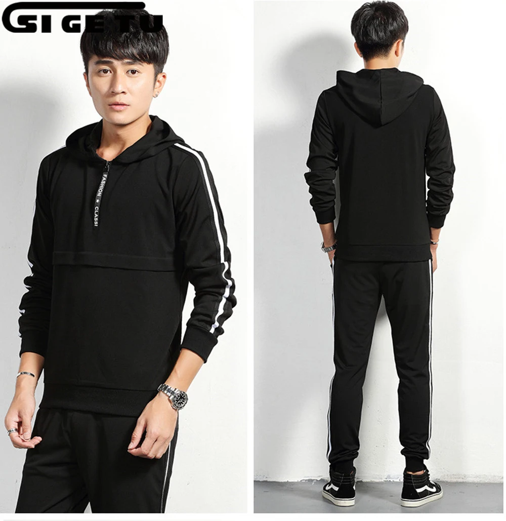 

2018 Men's sportswear suit men Spring and Autumn sports running suit, personality for training clothes
