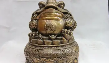 

China Folk old bronze Copper Feng Shui auspicious Money Wealth Gold toad Statue