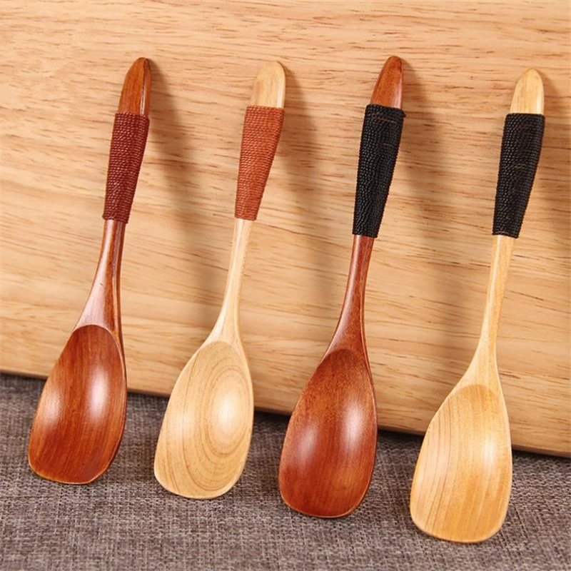 

13.5*2.5 cm Japanese Style Wood Dessert Spoon Kids Soap Spoon Tablespoon Pudding Honey Coffee Spoon Children Tableware 1 PC