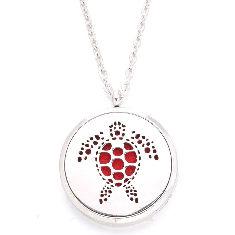 

Aroma Diffuser stainless steel tortoise Necklace Magnet buckle Pendant Perfume Locket Necklace Send 1Pcs pads HJ22