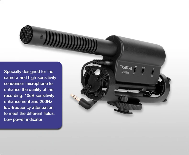 Внешний моно микрофон направленный Takstar SGC-598 Интервью Моно Микрофоны для Съемок Видео Shotgun Микрофон для Nikon Canon DSLR Видеокамеры