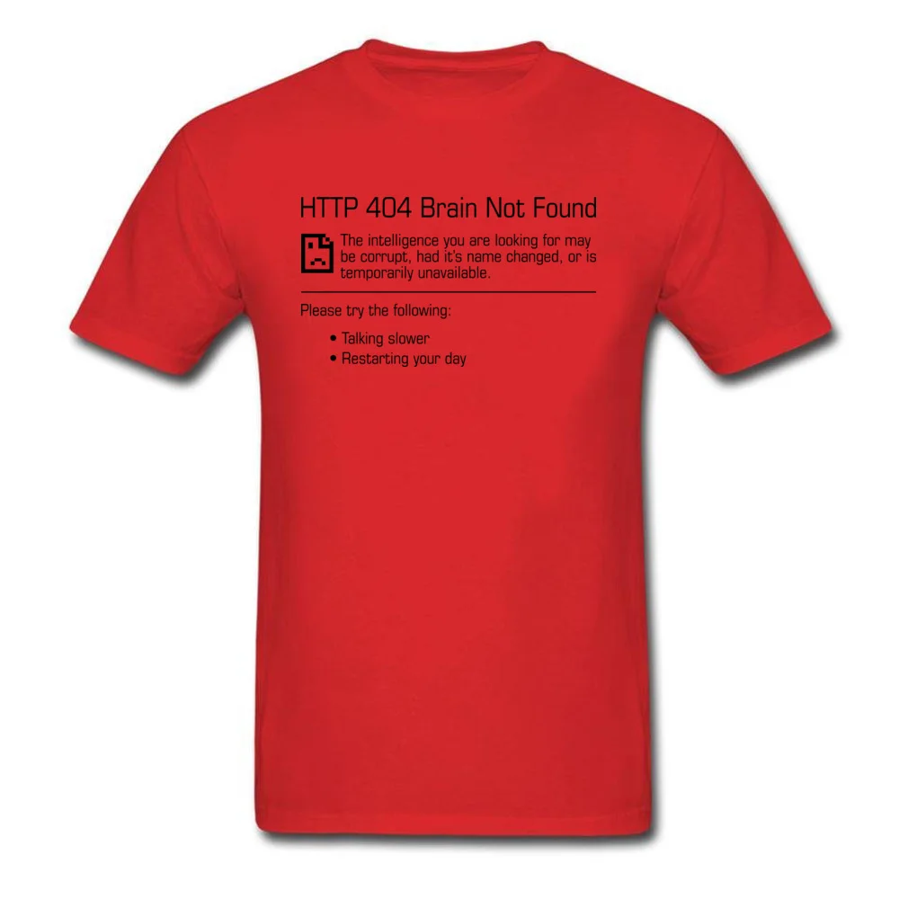 Special 404 Brain Not Found Leisure Short Sleeve Tshirts VALENTINE DAY Crew Neck 100% Cotton Tees for Students T-shirts Hip hop 404 Brain Not Found red