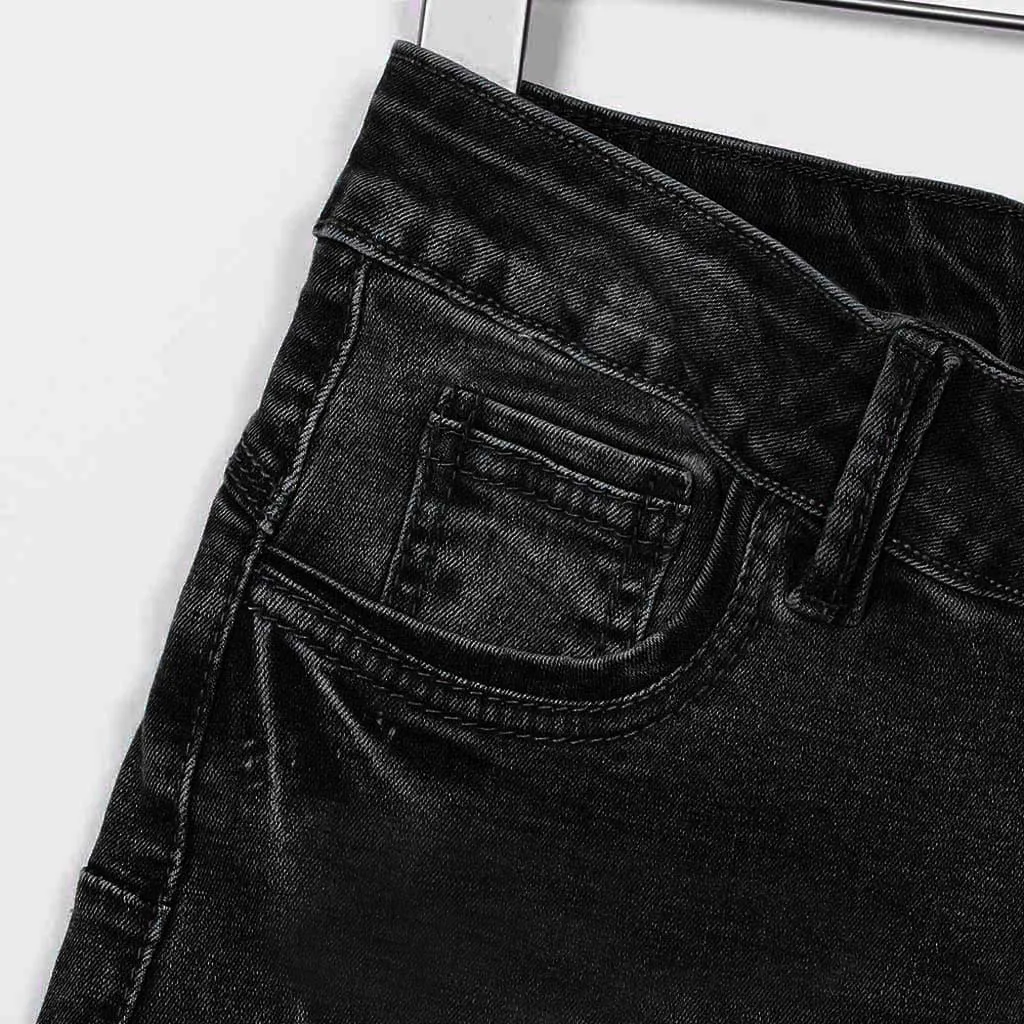 Женские шорты с низкой талией и потертыми дырками, джинсовые шорты#4