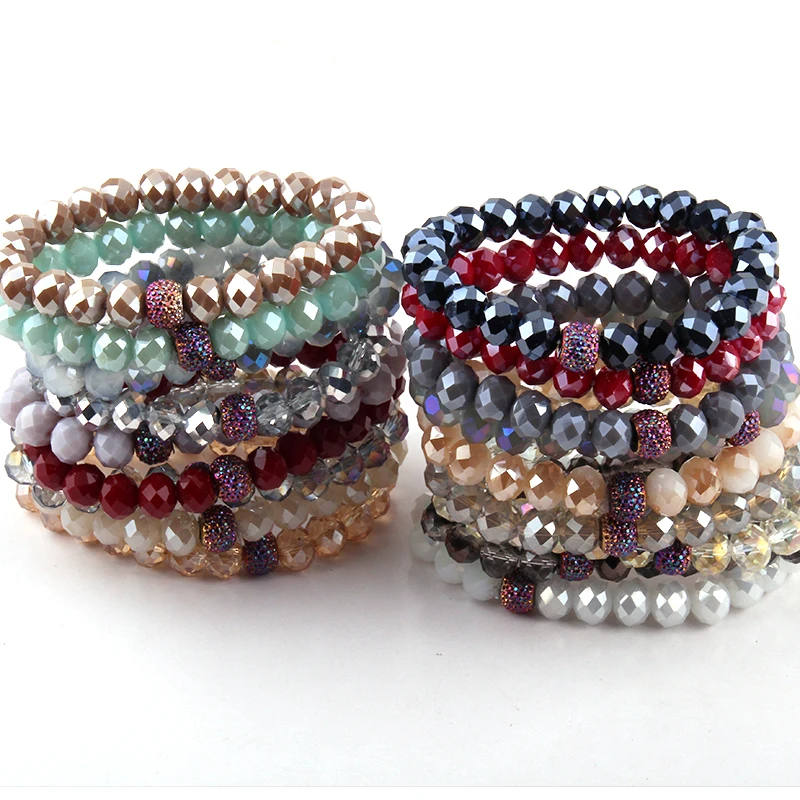 Free Shipping Energy Bracelets Made Fashion Beautiful 10mm Mix Color Glass Bracelet 10pc different color/lot
