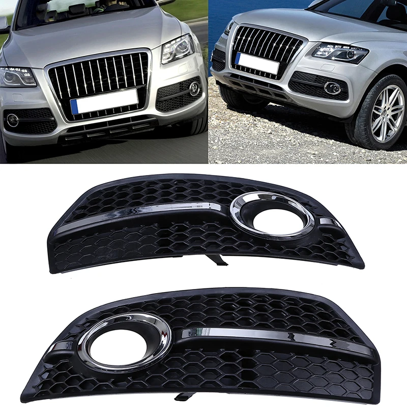 Racing Grill Grille Fog Lights Covers Fit For Audi Q5 Right&Left Auto