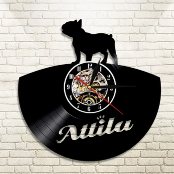 

1Piece French Bulldog House Pet Vinyl Record Wall Clock Animals Vintage Wall Art Home Decorative Watch Gift For Dog Lover