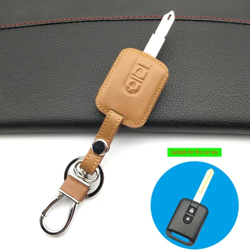 Для Qashqai Nissan Almera Micra Navara Note резиновый чехол Fob 2/3 кнопки чехол для ключей для автомобиля пульт дистанционного управления из натуральной кожи автомобильный чехол для ключей - Название цвета: 2 button brown