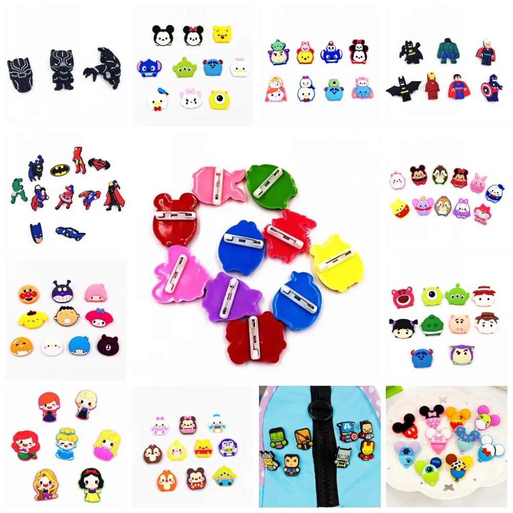 

1 Pack Cartoon Mickey Minnie Avengers Princess PVC Icons Pins Badge Brooches diy bags clothes Backpack christmas jewelry gift