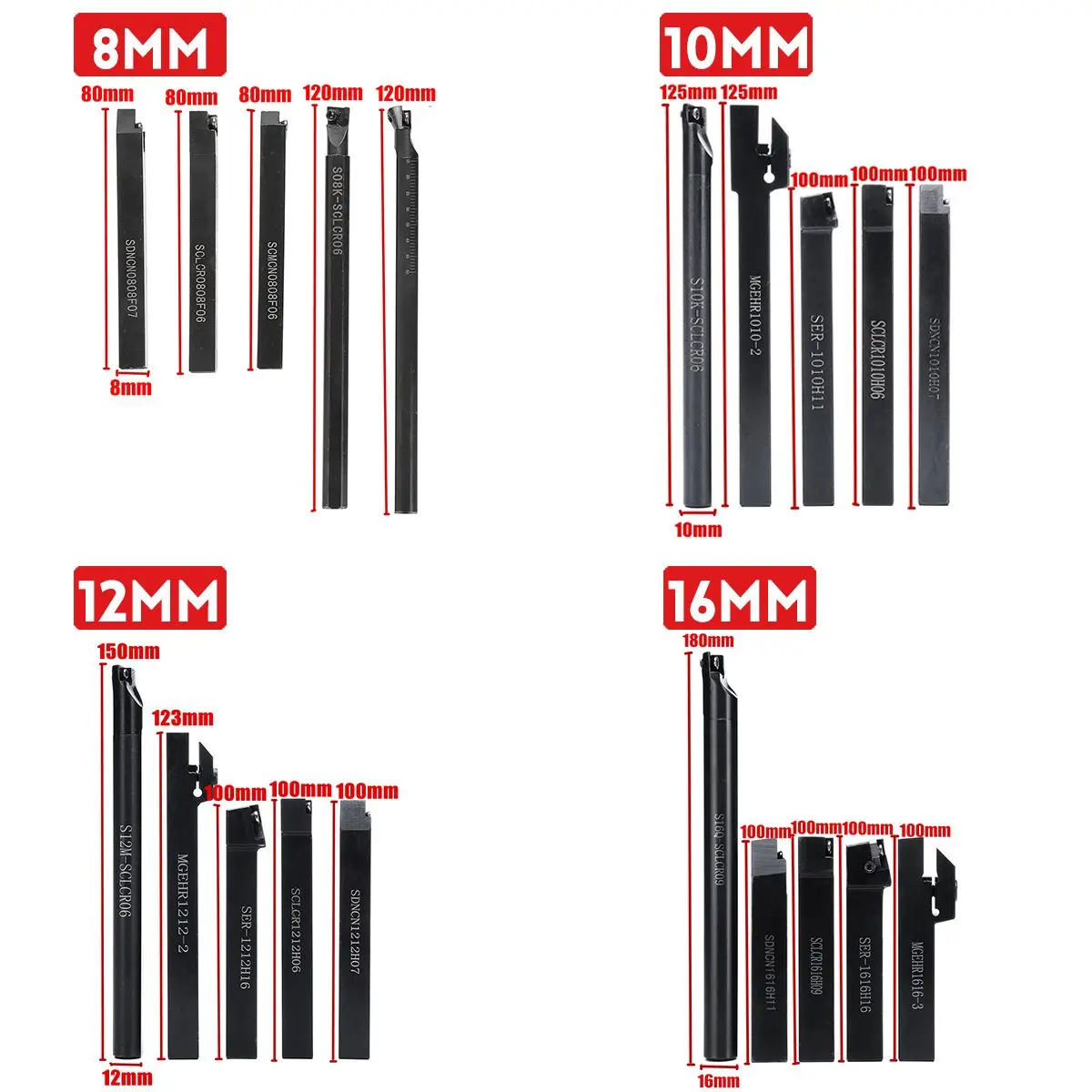 8 мм/10 мм/12 мм/16 мм 5 шт. 40Cr токарный станок из легированной стали токарный инструмент Набор держателей с вставными гаечными ключами для токарного станка токарный инструмент