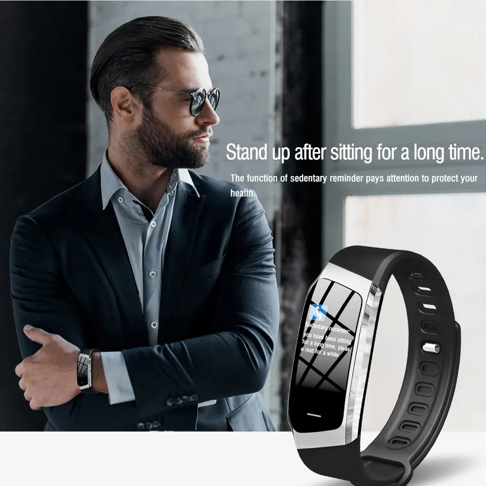 

E18 New Design Men Bluetooth Waterproof Wristband Information Reminds IP67 Class Health Monitoring Smart Watch 15J Drop Shipping