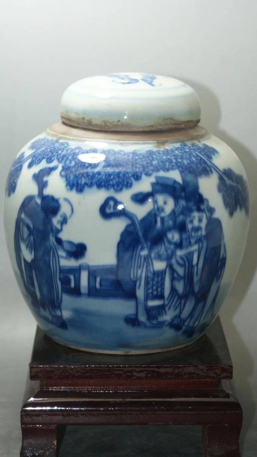 

Fine Old Blue and white China painted Porcelain jars classic ceramic home decor decoration