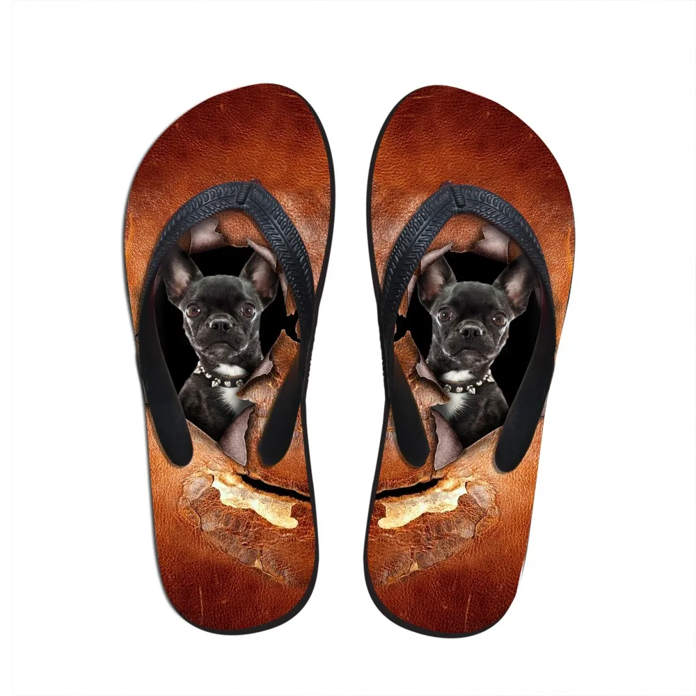 Новые летние модные мужские вьетнамки, обувь, красивые износостойкие пляжные шлепанцы с принтом собаки, размер 39-44, мужские сандалии на
