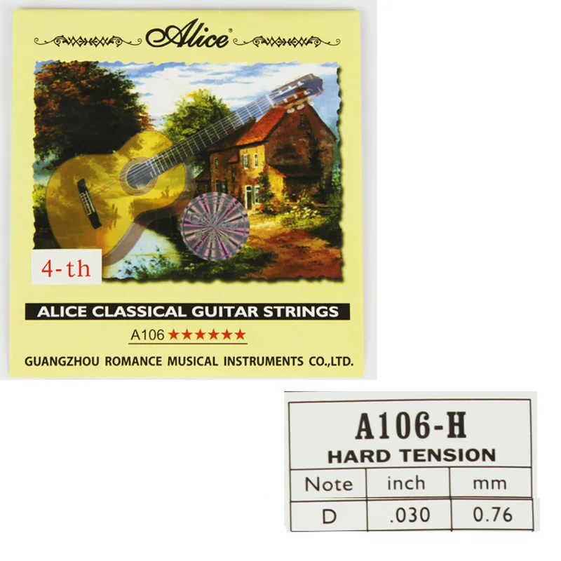 

10pcs Alice A106 Nylon Core Silver Plated 4-th Fourth Single D Classical Guitar Strings (.030 inch)
