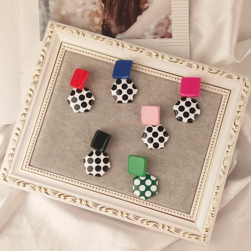 Vintage New Fashion Drop Resin Big Earrings for Women Dangle Long Geometric Spot Acrylic Metal Earring Girls Party Gifts Jewelry (3)