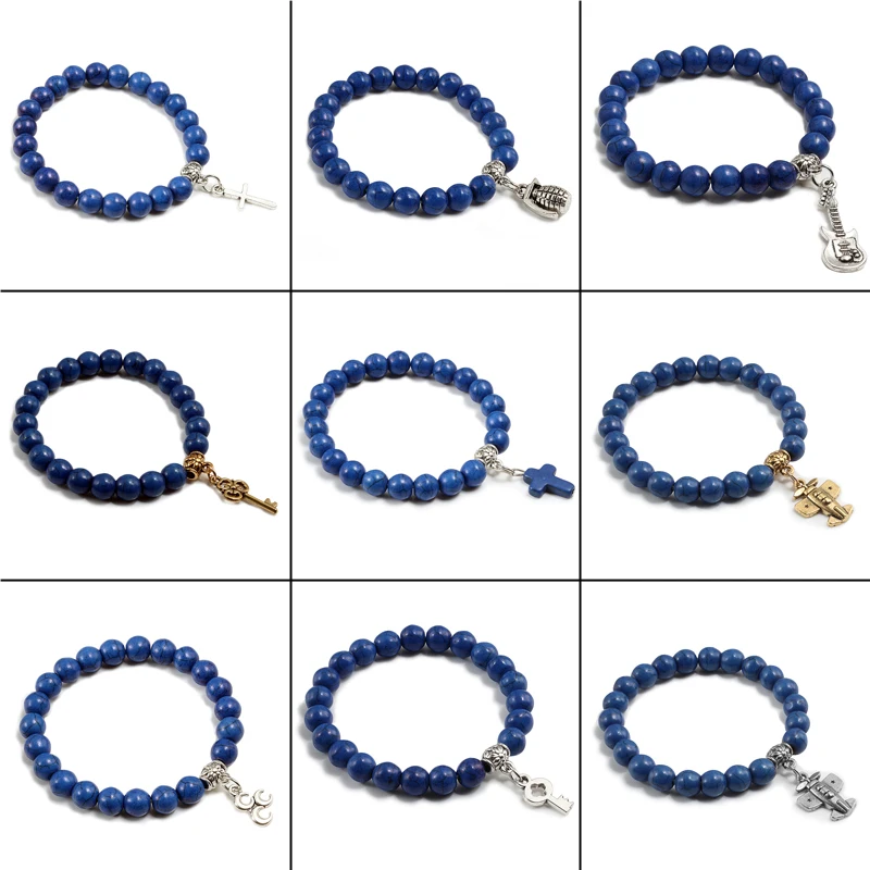 

10 style blue alloy man bracelet gold and silver airplane key cross guitar decoration women accessories gifts bangles wholesale