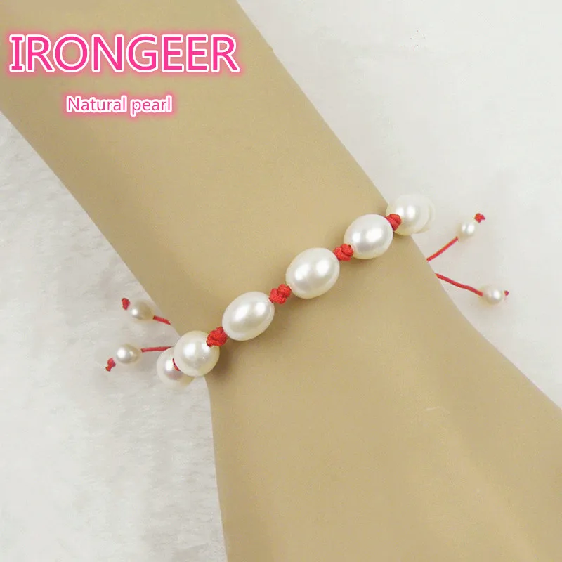 Genuine natural pearl bracelet Lucky Chinese knot red rope hand woven