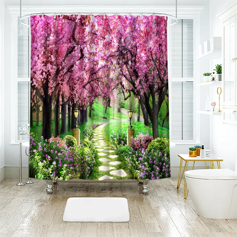 3D Персиковый Цветок лес сладкие лилии занавески для душа s Водонепроницаемая занавеска для ванной утолщенная занавеска для ванной на заказ
