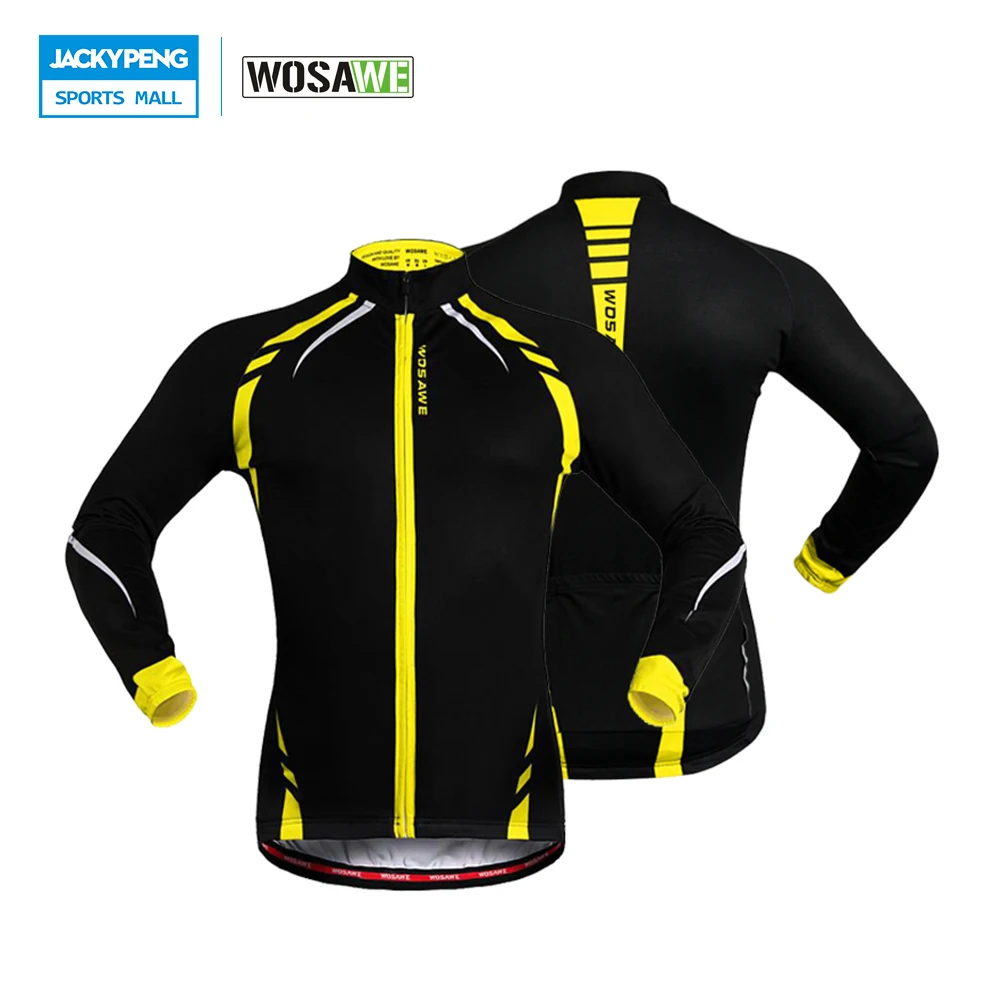 

WOSAWE Thermal Cycling Jacket Winter Warm Up Bicycle Clothing Windproof Waterproof Soft shell Coat MTB Jersey Reflective