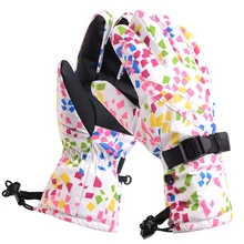 Горизонтальные зерна теплые лыжные перчатки, Для мужчин и Для женщин зимой на открытом воздухе предотвратить скользкие износостойкой велосипедные перчатки