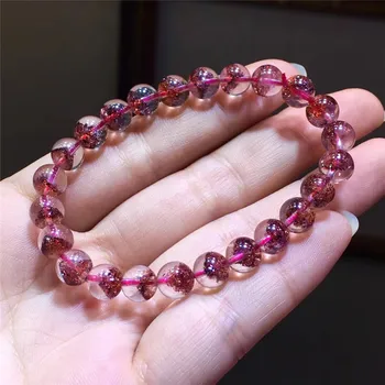 

7.9mm Natural Red Super 7 Lepidocrocite Quartz Fashion Bracelet Women Anniversary Love AAAAA Crystal Round Beads Charms Jewelry