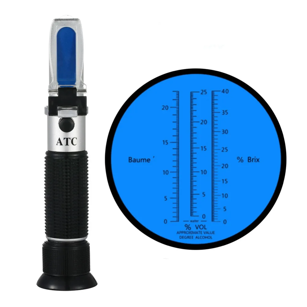 

10 Pieces/Lot New Portable 3 In 1 Hand Held Grape & Alcohol Wine Refractometer (Brix, Baume and W25V/V Scales)