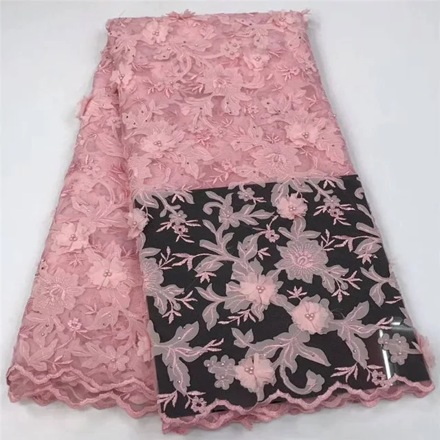 

2018 Beautifical nigerian lace fabrics for wedding 2018 Peach french lace fabric latest high quality tulle lace for dress