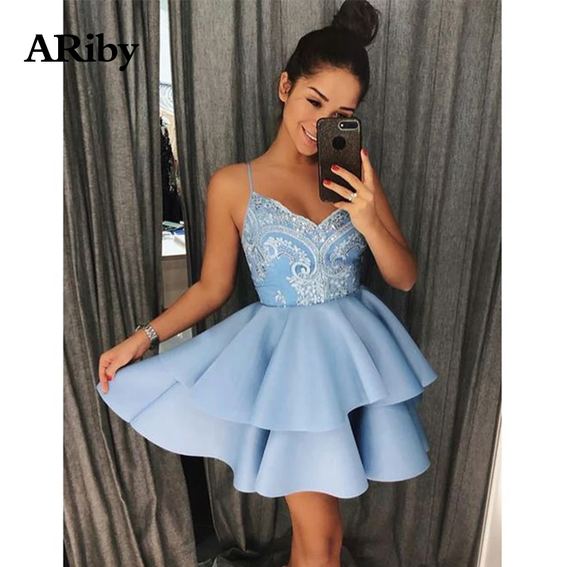 

ARiby Women Summer Dress Party Lace Dress 2019 New Sexy Fashion Camisole V-Collar Princess Bubble Sweet Layered Mini Cake Dress
