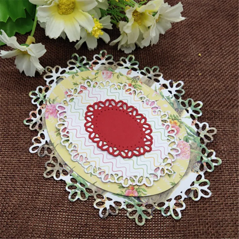 

Flower Oval Frame Metal Cutting Dies Stencil for DIY Scrapbooking Photo Album Embossing Paper Cards Crafts Die cuts