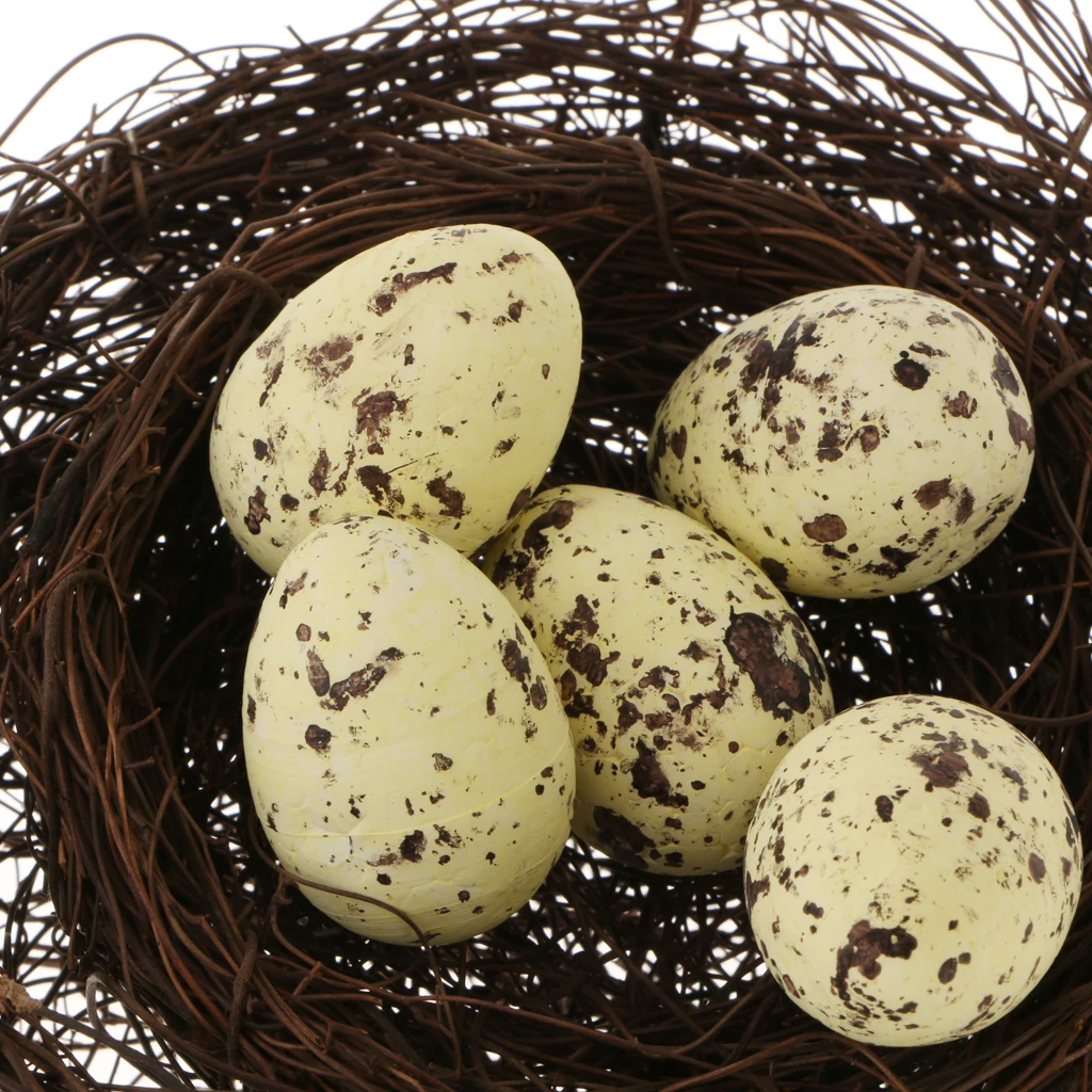 5/10/20pcs Artificial Bird Eggs Fake Foam Speckled Nest Eggs Halloween Woodland Artificial Bird &Nest &Egg Home Decorative