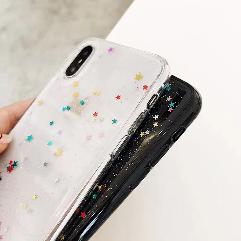 Цветные блестящие чехлы для телефонов с сердечками iphone XS Max X XR 6 6S 7 8 Plus мягкий