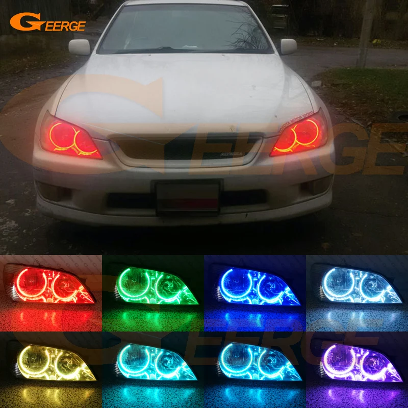 For LEXUS IS200 IS300 1998-2005 Excellent Multi-Color Ultra bright illumination RGB LED Angel Eyes kit Halo Rings for ford maverick 2005 2006 2007 excellent led angel eyes kit multi color ultra bright rgb led angel eyes halo rings