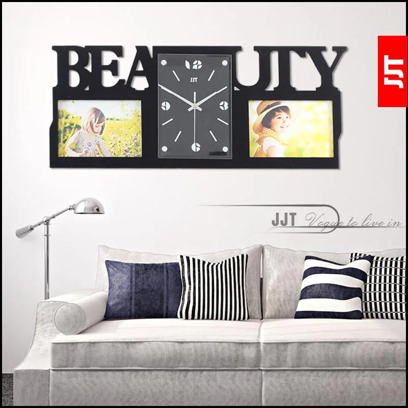 Luminousness personalized photo frame living room wall clock fashion