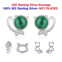 Стерлинговое Серебро 925 пробы Серьги-гвоздики в виде кошки Vnistar кошачий глаз кошачьи серьги-гвоздики оптом женские серебряные серьги-гвоздики