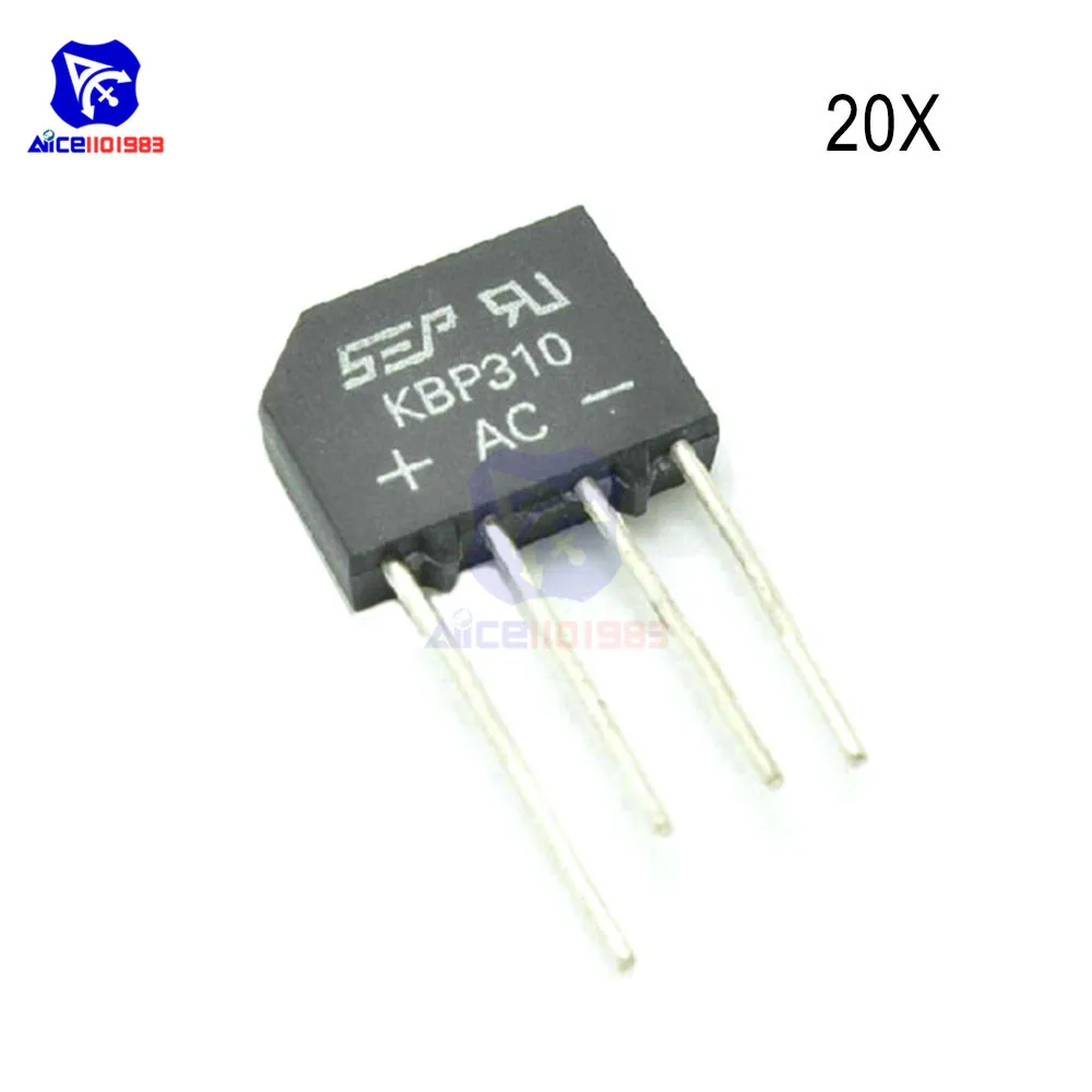 

20 PCS/Lot IC Chips KBP310 SIP-4 3A 1000V Bridge Rectifier Diode Original Integrated Circuit