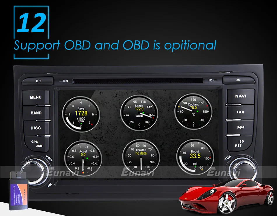 Best Eunavi Car Multimedia Player Car Radio 2 Din GPS Android 8.0 Stereo System For Audi/A4/S4 2002-2008 4GB RAM DVR OBD2 FM 18