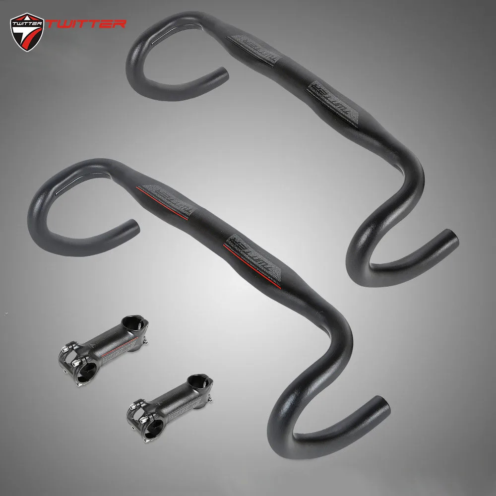 cheap Road Bike Handlebar Aero Aluminium Drop Bar Road Bicycle Aero Handlebar 420mm Bullhorn For Racing Cycling