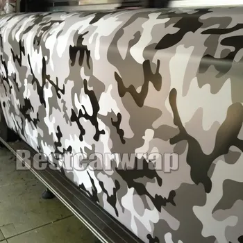 

white black snow camouflage Vinyl With Air Bubble Free Vehicle Wrap arctic Camo styling Stickers Size 1.52x20m/Roll 5x66ft