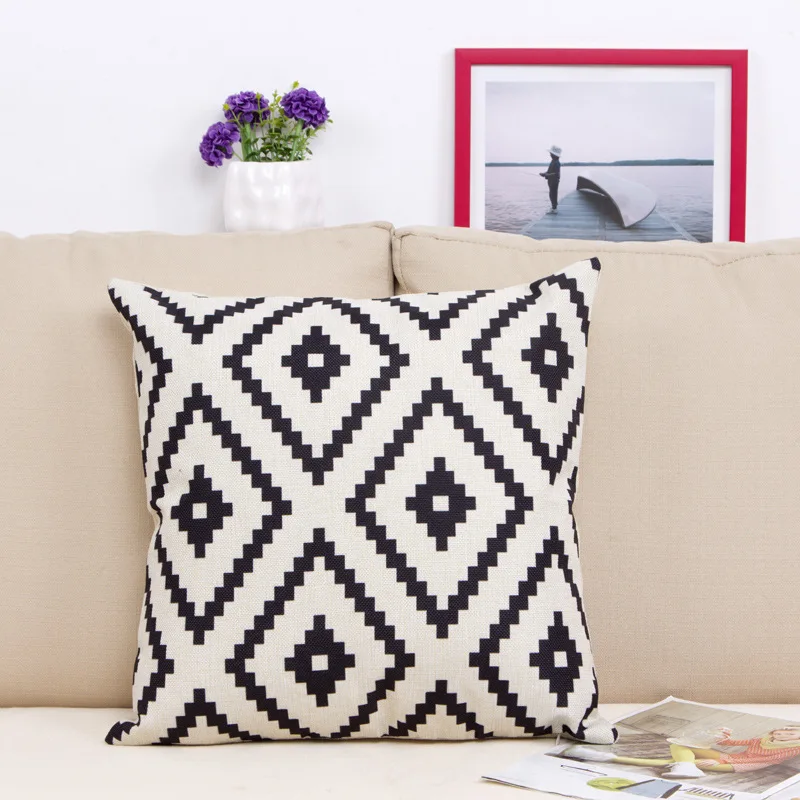 

Abstract Geometric diamond plaid Cushion Cotton Linen Nap Throw Pillows Pillowcase Home Sofa Chair Car Decorative 45*45cm