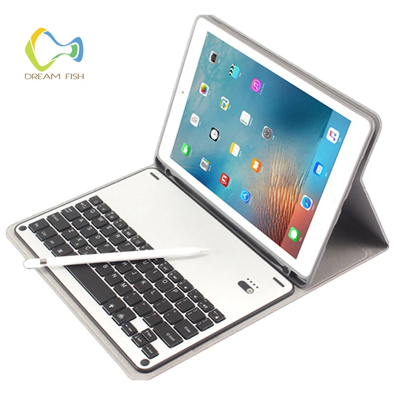 

For iPad 2018 case Detachable Aluminum alloy Bluetooth Keyboard With Pencil Holder PU Leather For Ipad Gadget A1893 A1823