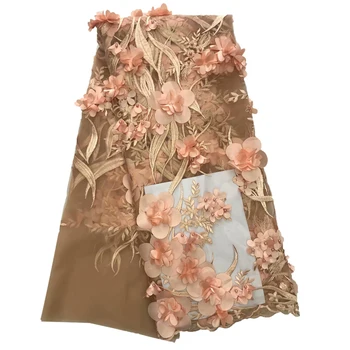 

African Lace Fabric 2018 High Quality 3D Flower Nigerian Lace Fabrics Africain Embroidery French Tulle Lace Fabric HJ1429-1