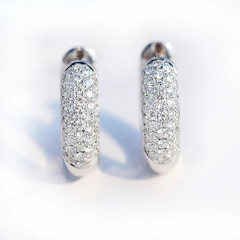 Новые 0.07ct алмазные серьги золото 18 K Роскошные ювелирные изделия для женщин Мини Алмазный ювелирный крючок серьги для женщин
