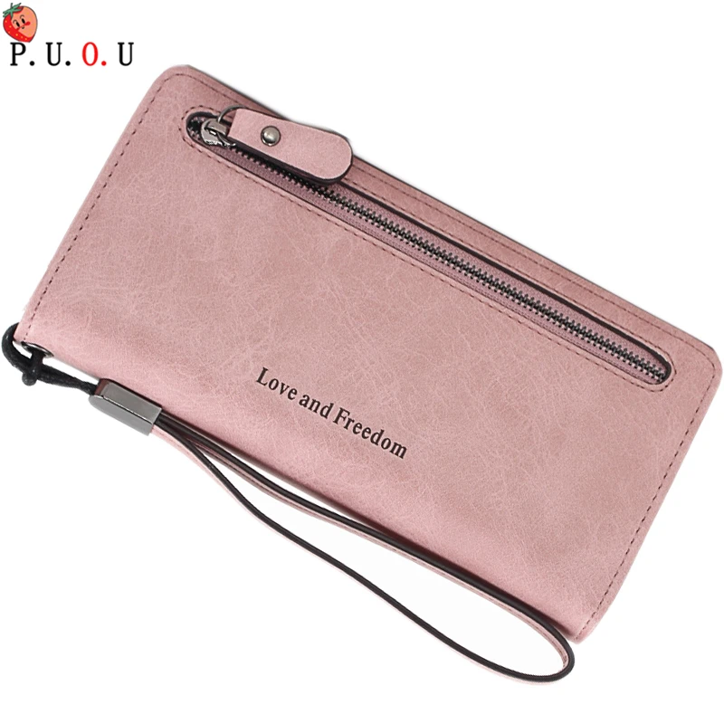 

2019Brand Hot Fashion 6 Colors PU Leather Long Wallets Women Brand Solid Clutch Portable Casual Lady Cash Purse Card Holder Gift