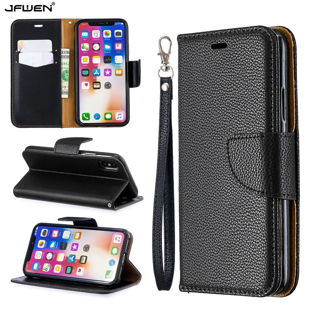 

Luxury Litchi Leather Case For iphone X XS Max XR 8 7 6 6S Plus Case Flip Wallet Cover Book Phone Cases For iphone XS X 8 7 Plus