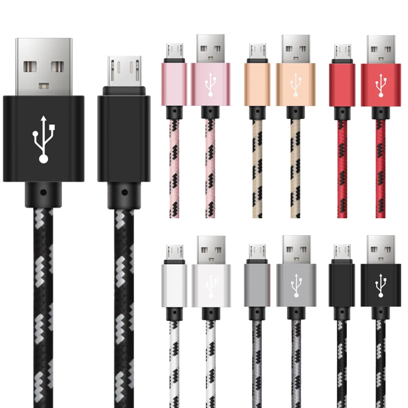 6FT micro usb cable usb fast charge nylon cord microusb Data Sync Cabel for Samsung xiaomi Huawei HTC Tablet smartphone android