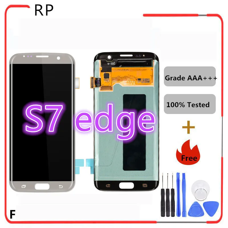 Original Amoled G935F S7 edge LCD Display Screen for SAMSUNG Galaxy Touch Replacement Gold Blue Black | Мобильные телефоны и
