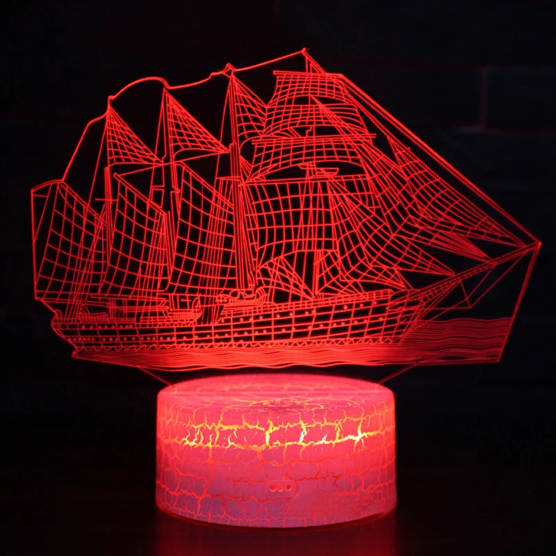 Sailboat тема 3D светодиодный лампа светодиодный ночник 7 цветов изменить сенсорный Настроение лампы Рождественский подарок Dropshippping