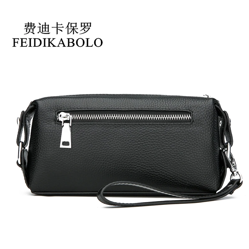 FEIDIKABOLO Genuine Leather Men Wallets Men's Purse Clutch Bags Handy Bag Portable Long Male Purses Carteira Masculina Man Walle