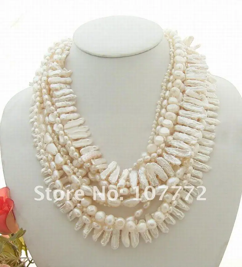 

Hand-Made Semi-Stone 40" 10Strds White Pearl Necklace