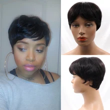 7A Quality Machine Made Human Glueless Cap Short Hair Brazilian virgin None Lace Hair Wig Short Style with Baby Hair Cheap Price