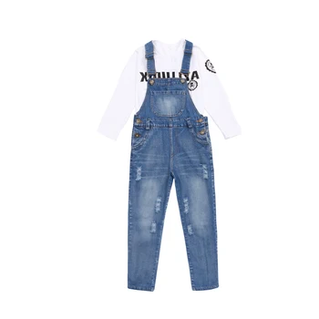 

Baby girl denim long pants jumpsuit kids toddler romper suit jean toddler girls overalls 12 years loose straight blue party